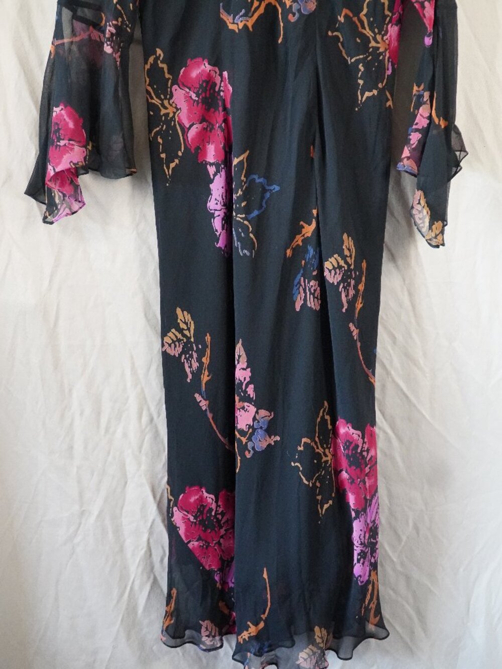 Vintage Ice black floral silk maxi dress - Picture 6 of 11